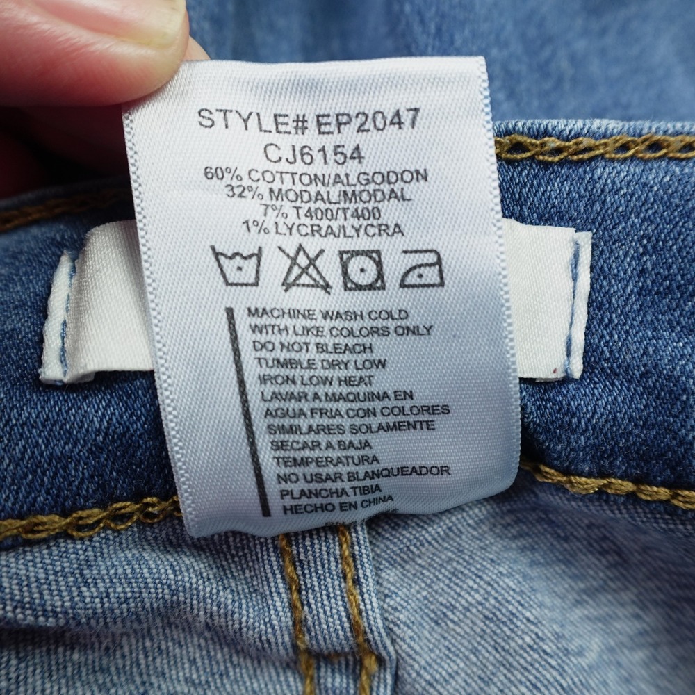 Vibrant MIU Jeans Womens 7 W27 Blue Distressed Flare High‎ Rise Bell Bottom - Picture 12 of 13